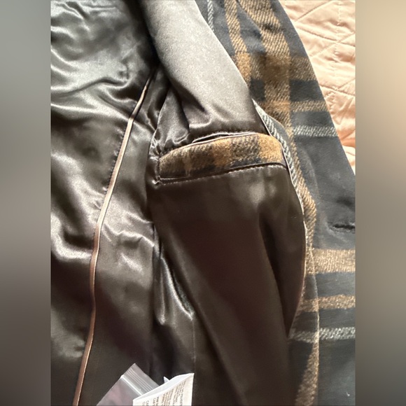 DKNY Women's Faux Wool Notched Lapel Fully Lined Fashion Coat Plaid XS NWT - Picture 9 of 10